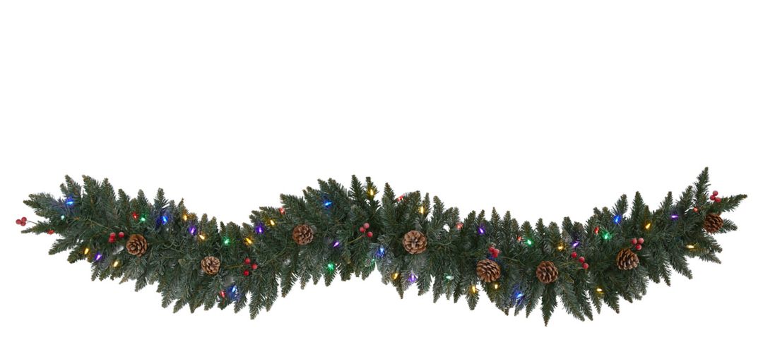 140132660 6ft. Pre-Lit Snow Dusted Artificial Christmas Garl sku 140132660