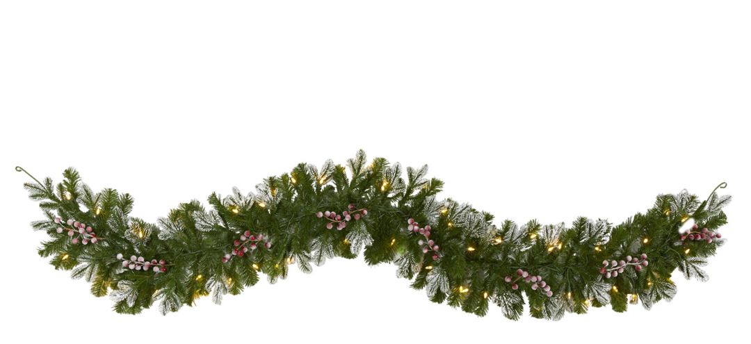 140132670 6ft. Pre-Lit Snow Tipped Artificial Christmas Garl sku 140132670