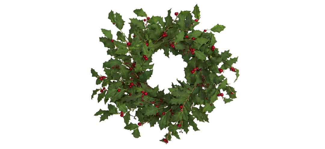 24in. Holly Berry Artificial Wreath