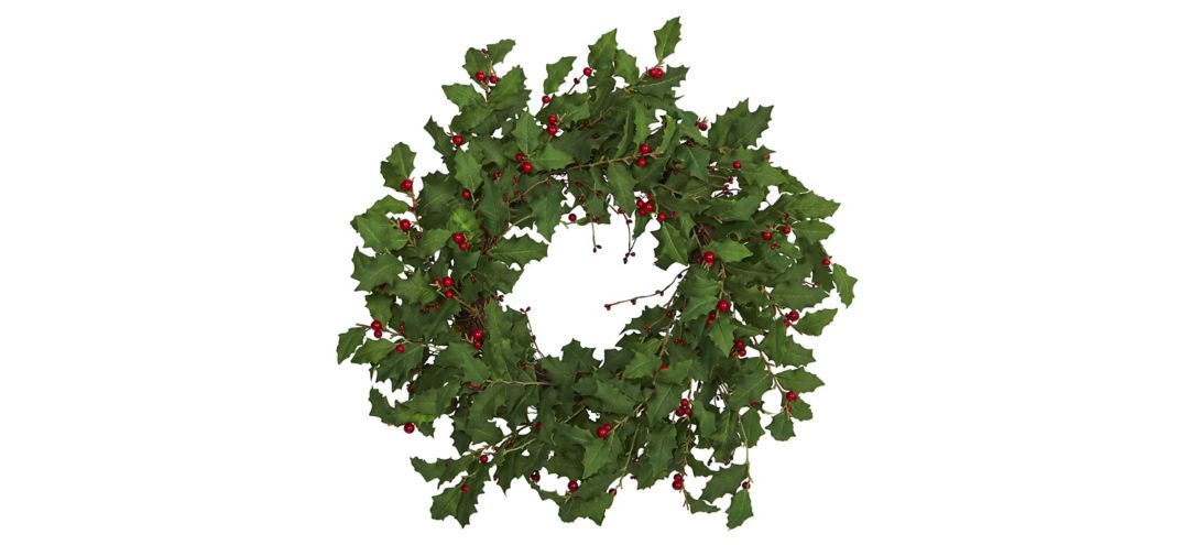 28in. Holly Berry Artificial Wreath