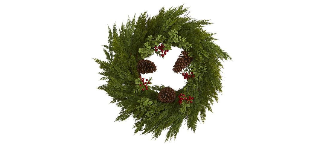 26in. Artificial Cypress Wreath
