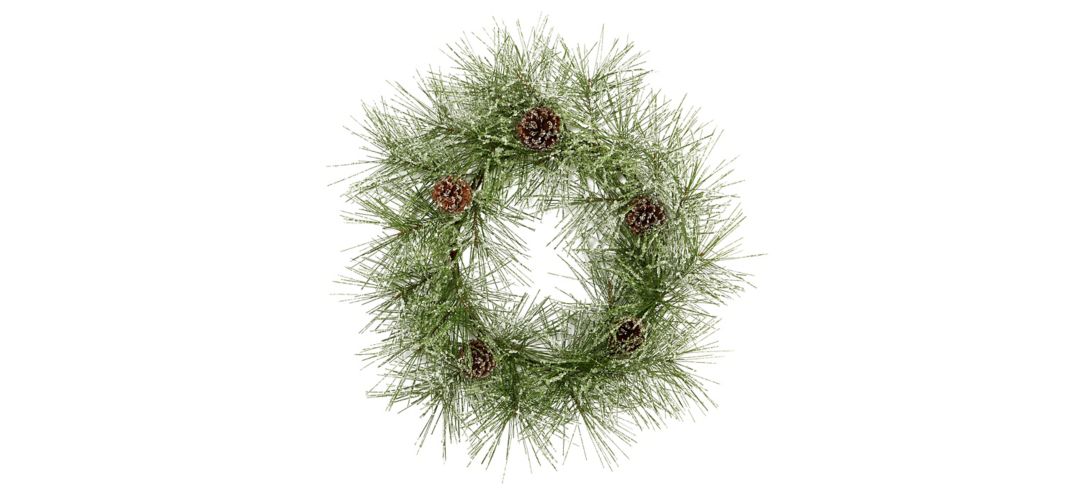 24in. Iced Pine Artificial Wreath