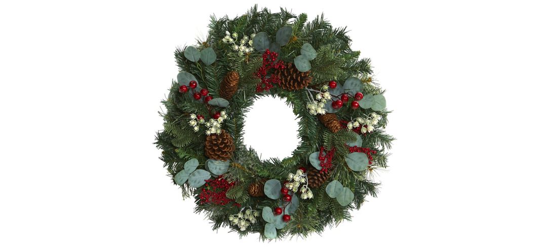 24in. Eucalyptus and Pine Artificial Wreath