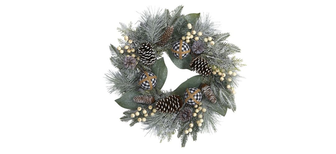 24in. Snow Tipped Holiday Artificial Wreath