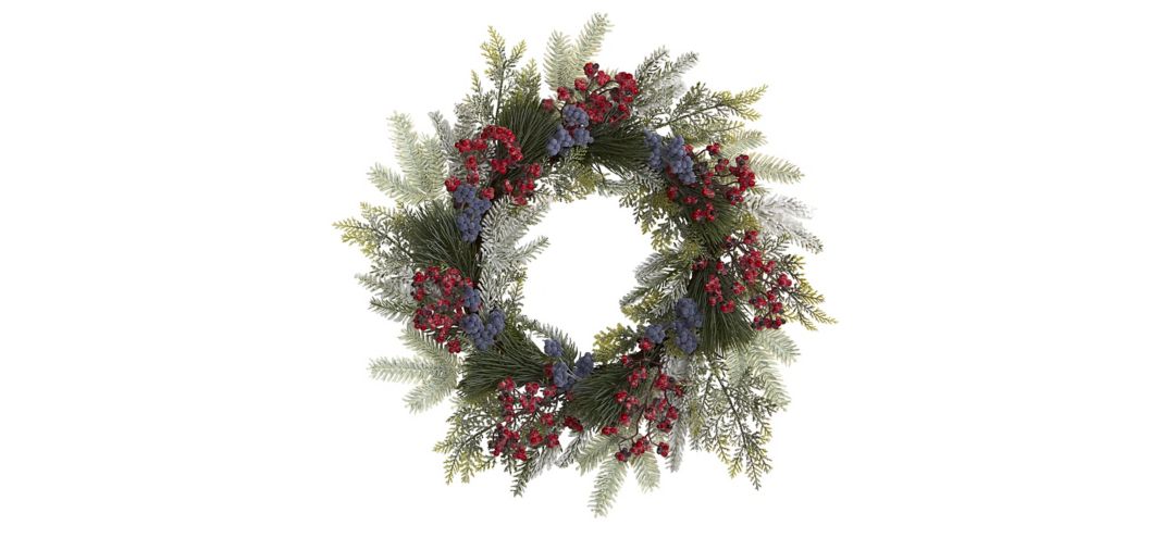 140132890 24in. Pine and Cedar Artificial Wreath sku 140132890