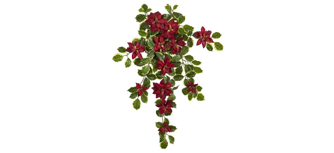 30in. Poinsettia and Variegated Holly Artificial Plant: Set of 2