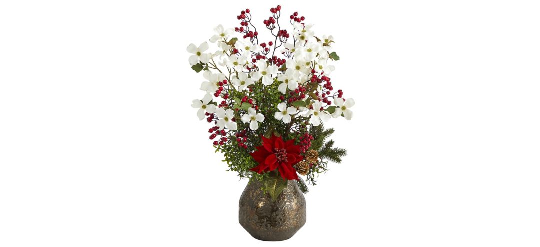 31in. Poinsettia, Dogwood and Berry Arrangement