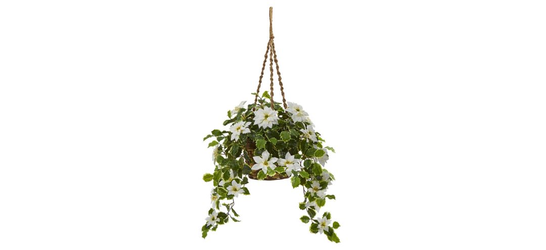 140133400 3.5ft. Poinsettia and Variegated Holly in Basket sku 140133400