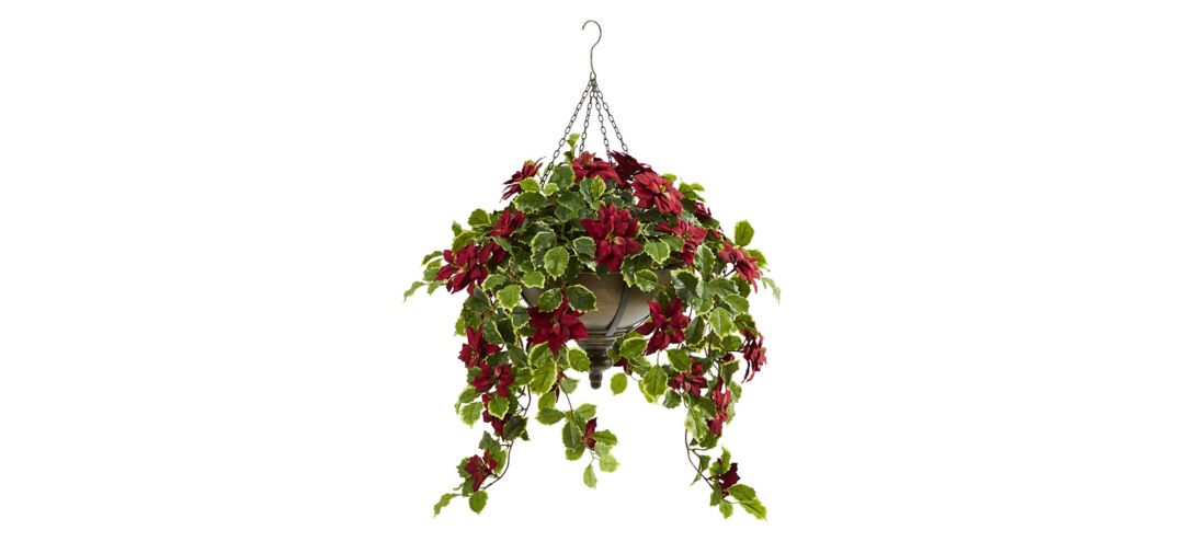 140133450 3ft. Poinsettia and Variegated Holly Artificial Pl sku 140133450