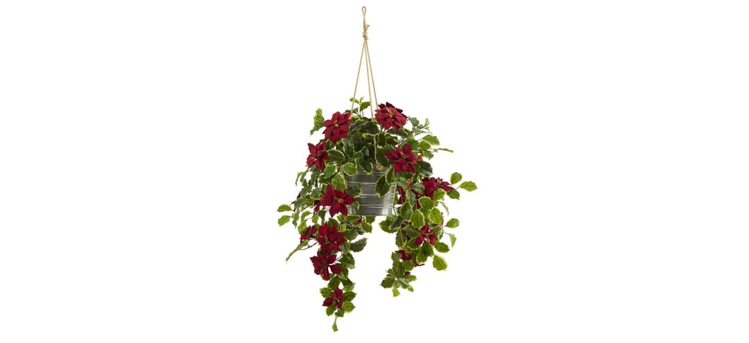 3.5ft. Poinsettia and Variegated Holly Artificial Plant