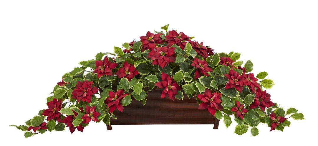 51in. Poinsettia and Variegated Holly Artificial Plant