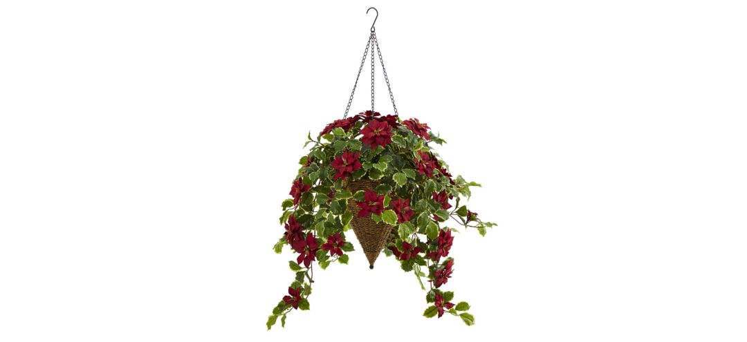 3.5ft. Poinsettia and Variegated Holly Artificial Plant