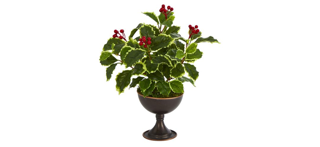 15in. Variegated Holly Artificial Plant