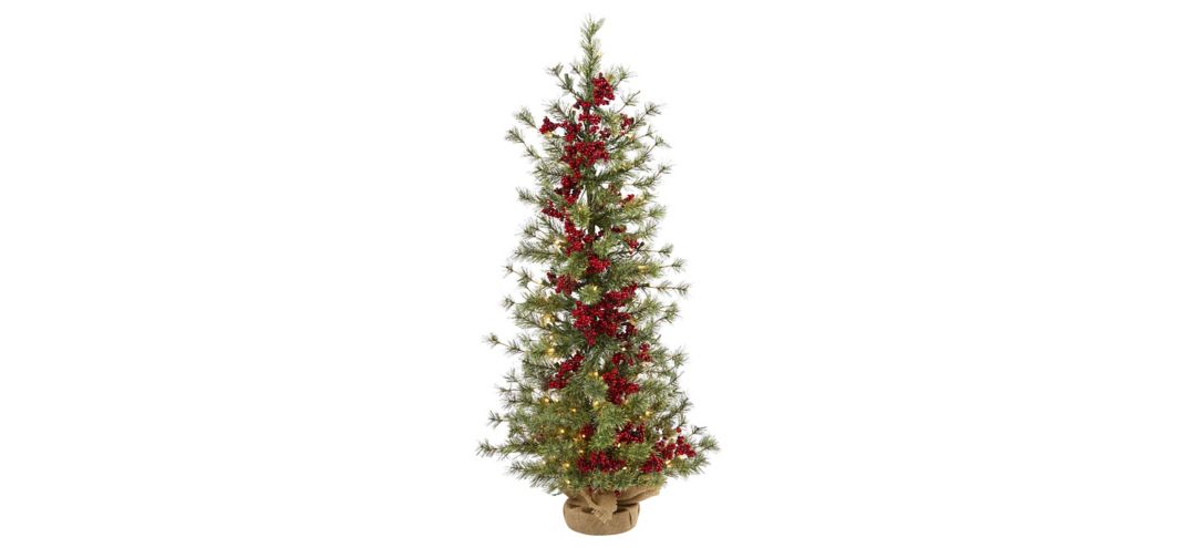 140133620 4ft. Pre-Lit Berry and Pine Artificial Christmas T sku 140133620