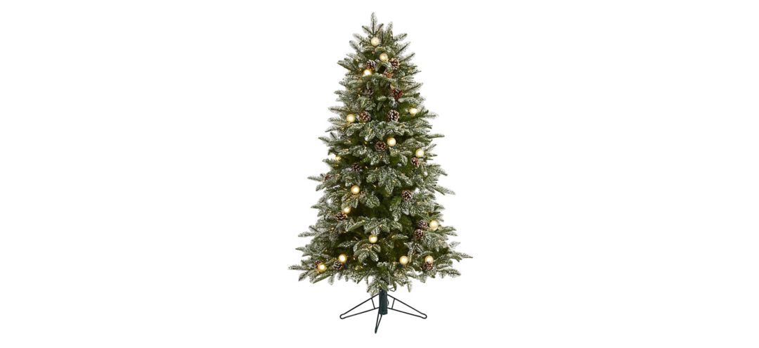 5ft. Pre-Lit Flocked Whistler Mountain Fir Artificial Christmas Tree