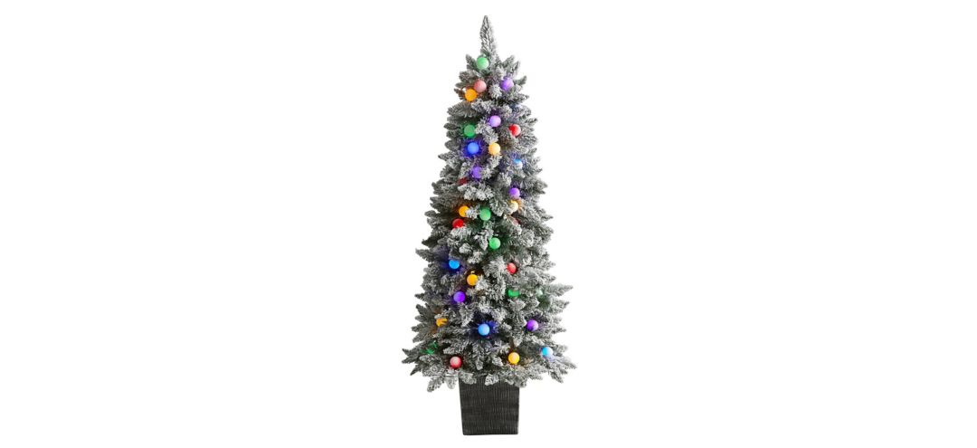 5ft. Flocked British Columbia Mountain Fir Artificial Christmas Tree