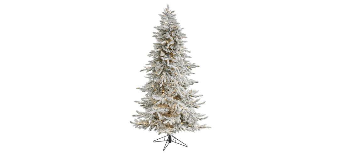 6.5ft. Pre-Lit Flocked Grand Northern Rocky Fir Artificial Christmas Tree