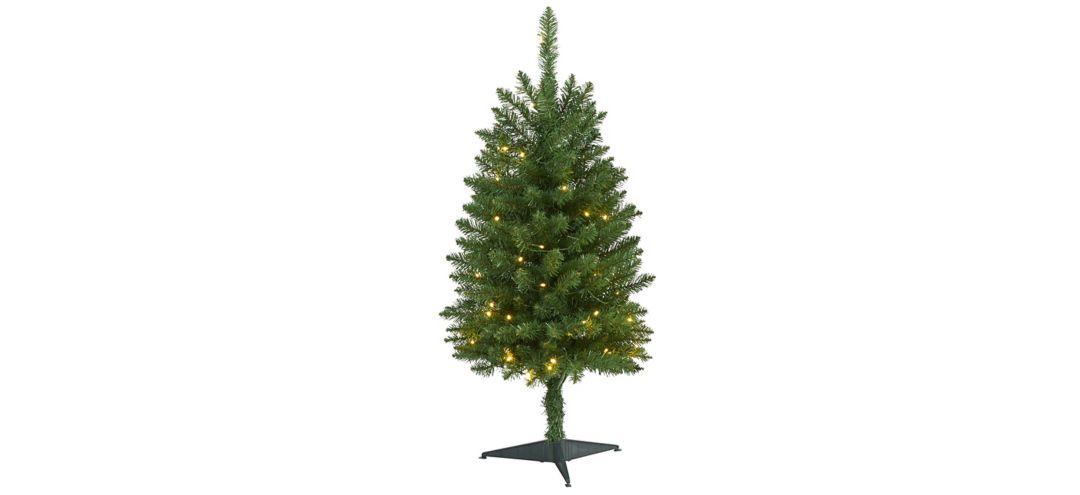 3ft. Pre-Lit Slim Green Mountain Pine Artificial Christmas Tree