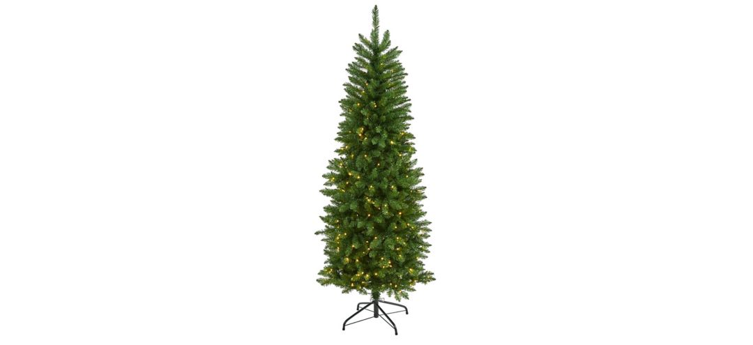 6ft. Pre-Lit Slim Green Mountain Pine Artificial Christmas Tree