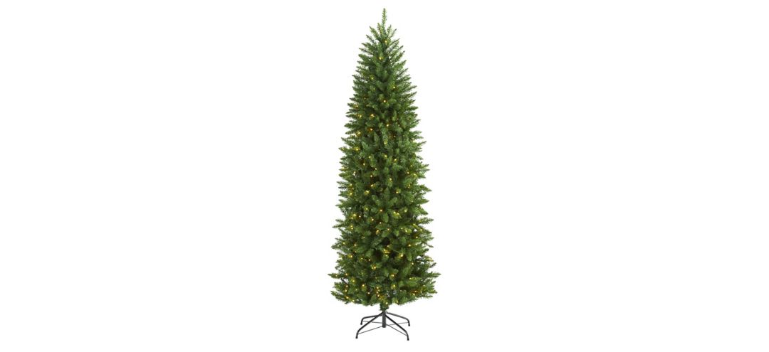 7ft. Pre-Lit Slim Green Mountain Pine Artificial Christmas Tree