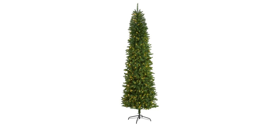 8ft. Pre-Lit Slim Green Mountain Pine Artificial Christmas Tree
