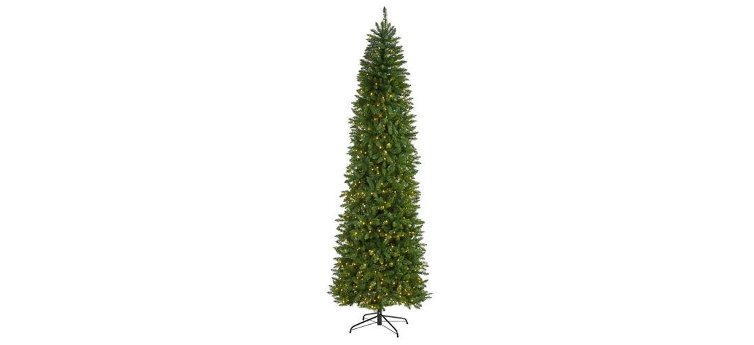 9ft. Pre-Lit Slim Green Mountain Pine Artificial Christmas Tree