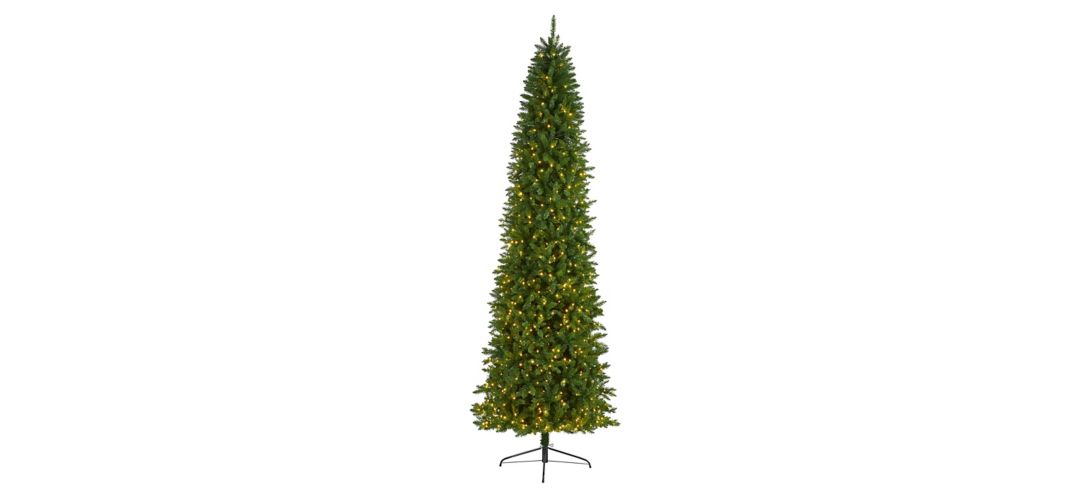 10ft. Pre-Lit Slim Green Mountain Pine Artificial Christmas Tree