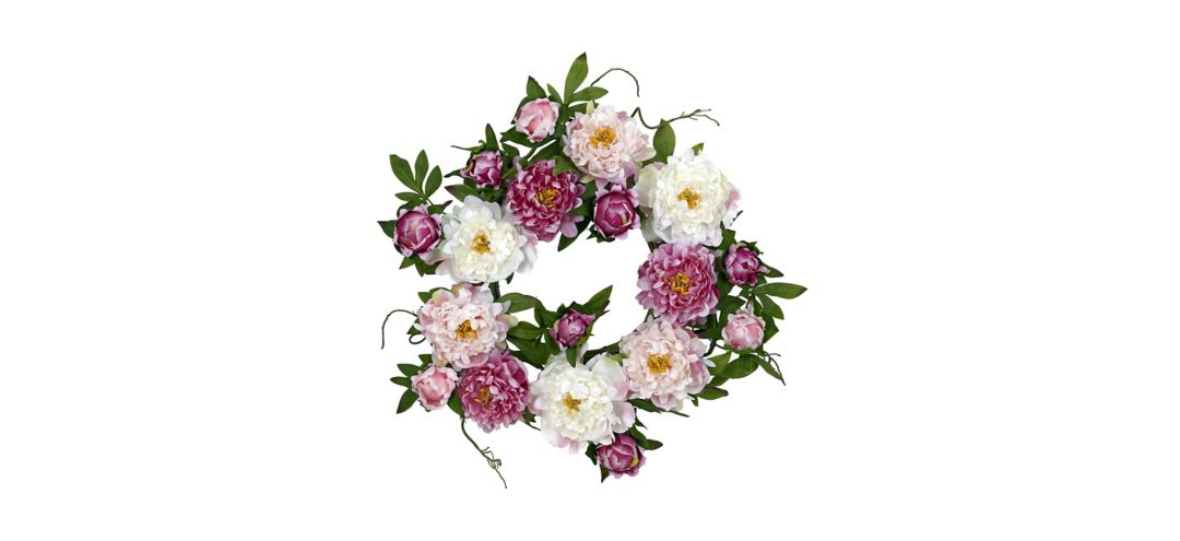 22in. Peony Artificial Wreath
