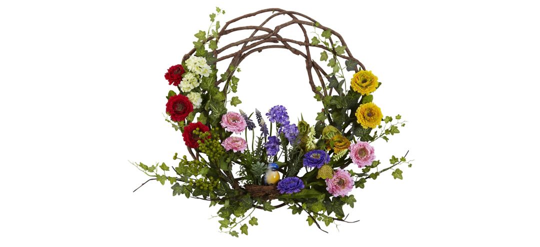 22in. Spring Floral Wreath