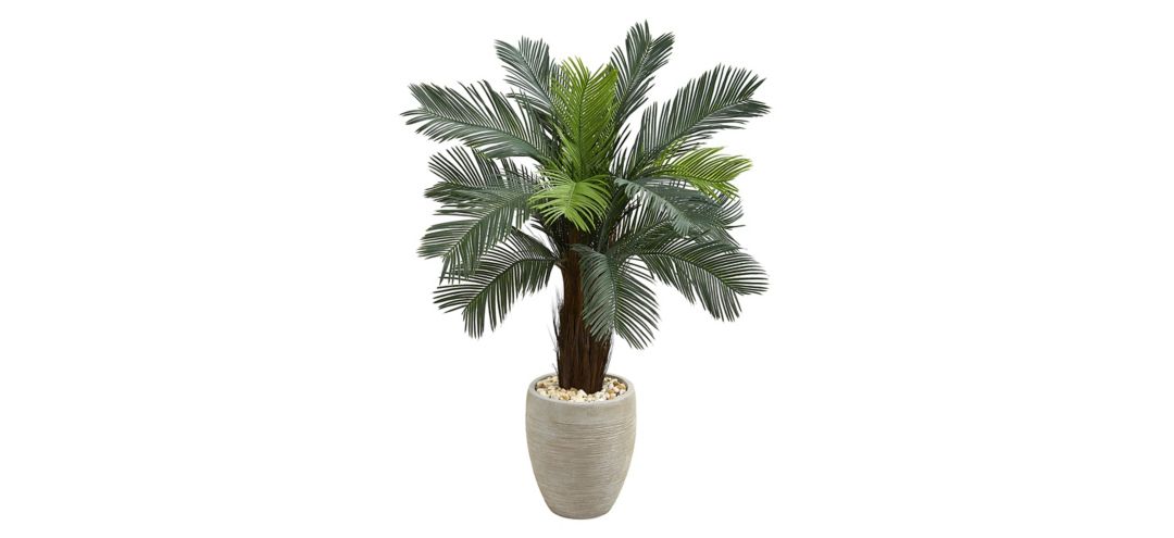 4.5ft. Cycas Artificial Tree in Oval Planter UV Resistant (Indoor/Outdoor)