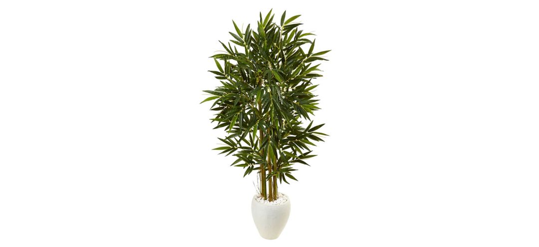 5.5ft. Bamboo Artificial Tree in White Planter