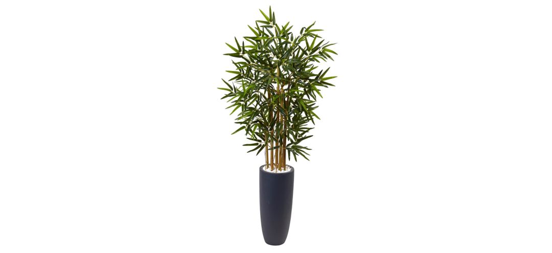 4ft. Bamboo Artificial Tree in Gray Cylinder Planter