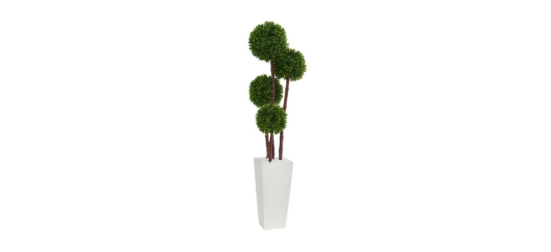 4ft. Boxwood Topiary Artificial Tree in Planter UV Resistant (Indoor/Outdoor)