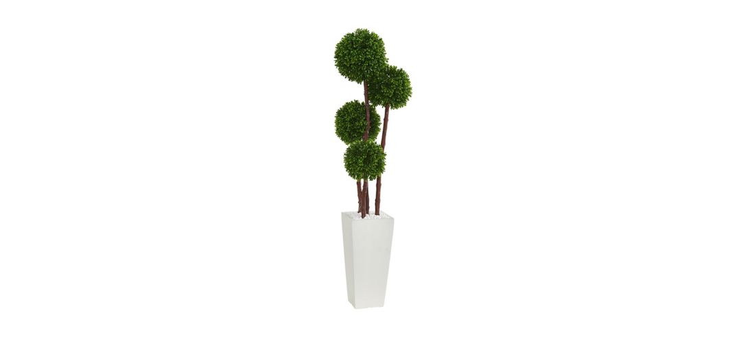 4ft. Boxwood Topiary Artificial Tree in Planter UV Resistant (Indoor/Outdoo