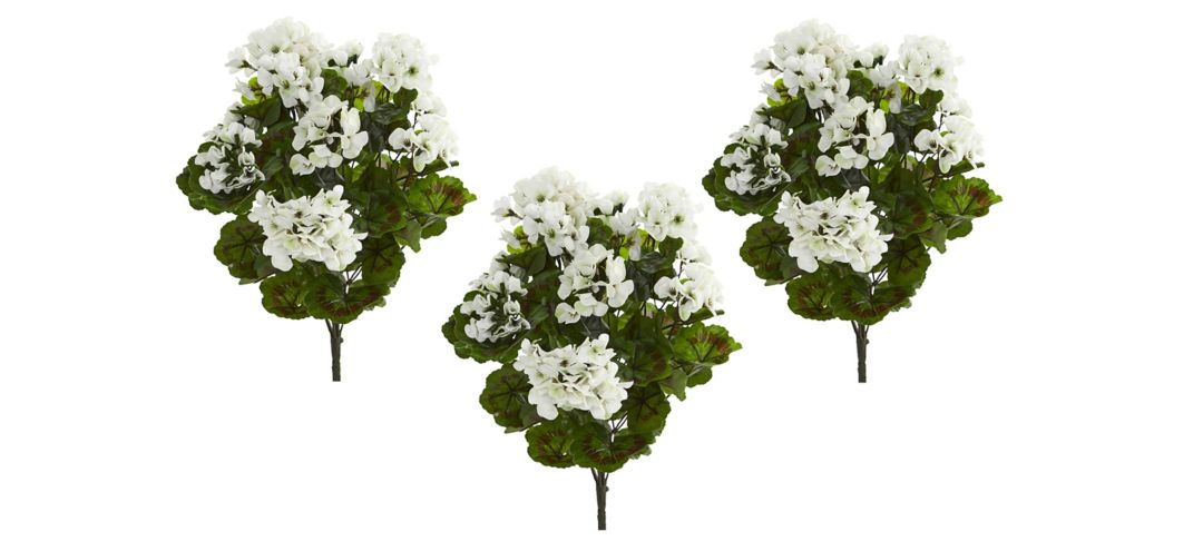 Geranium Artificial Bush (Set of 3) (Indoor/Outdoor)