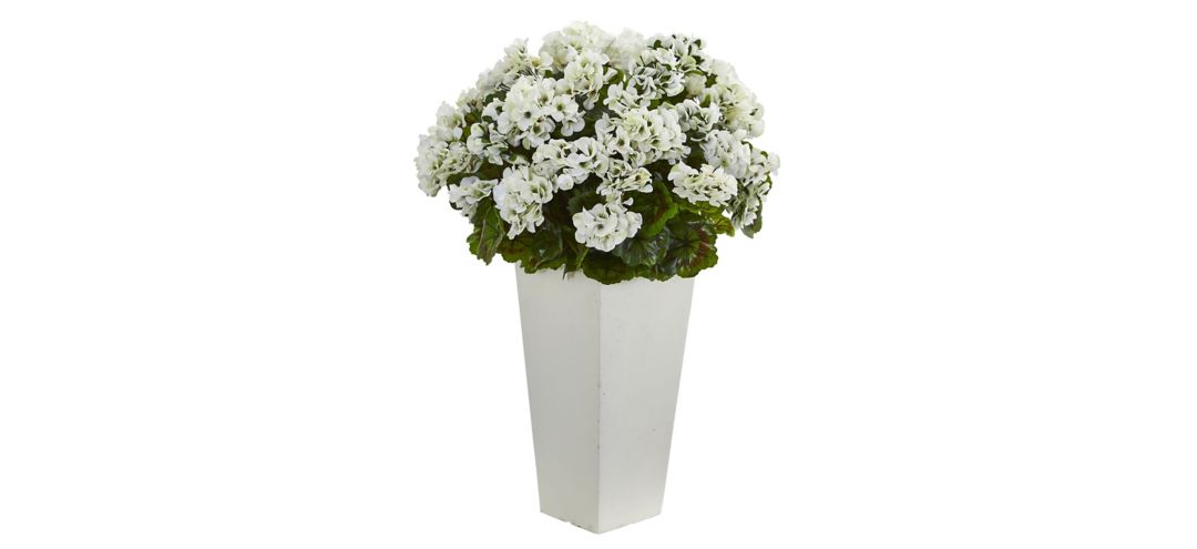 27in. Geranium Artificial Plant in White Planter (Indoor/Outdoor)