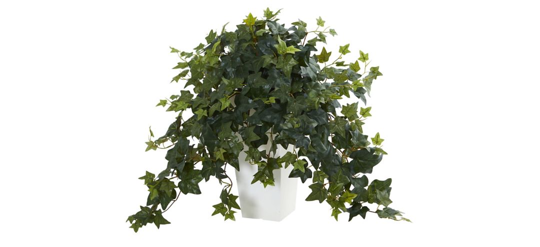 Puff Ivy Artificial Plant in White Tower Vase