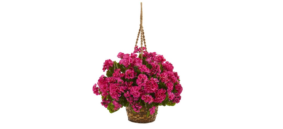 Geranium Hanging Basket Artificial Plant (Indoor/Outdoor)