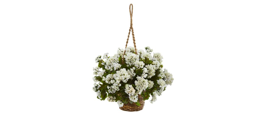 Geranium Hanging Basket Artificial Plant (Indoor/Outdoor)