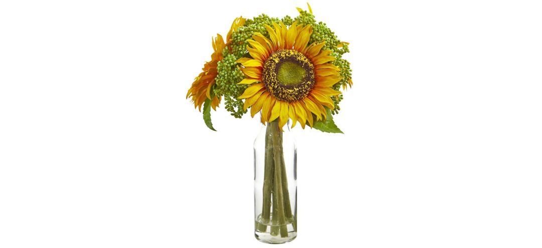 12in. Sunflower Artificial Arrangement in Vase