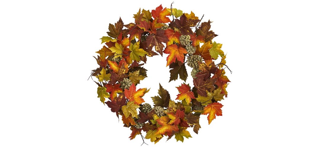 24in. Maple and Pinecone Wreath