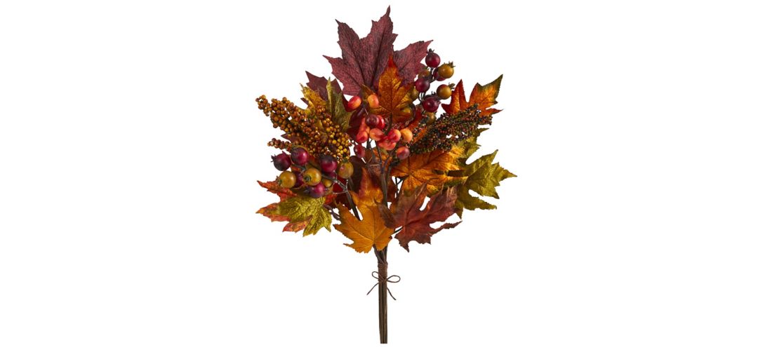 20in. Maple Leaf and Berries Artificial Flower Bouquet (Set of 3)