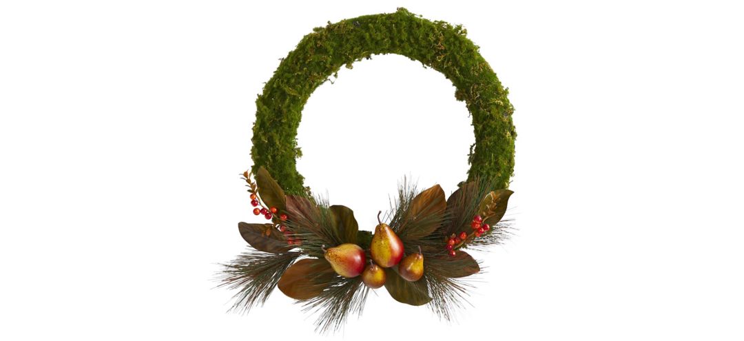 22in. Pear, Magnolia and Moss Artificial Wreath