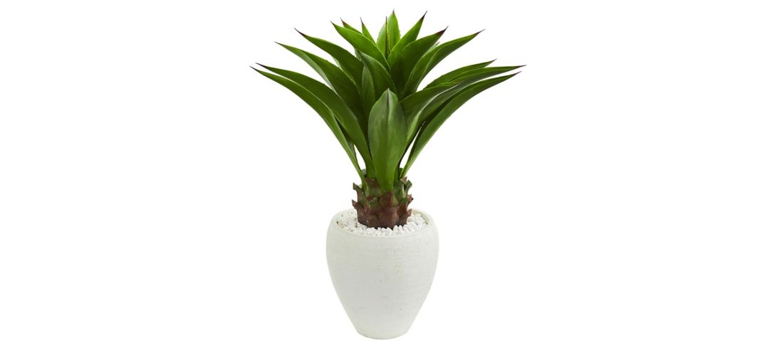 Agave Artificial Plant in White Planter