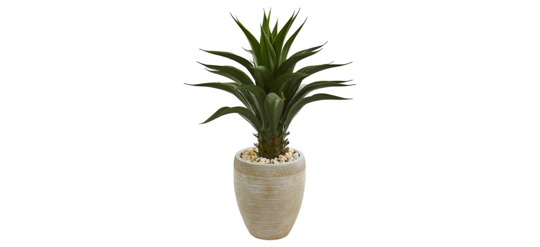 140181100 Agave Artificial Plant in Sand Colored Planter sku 140181100