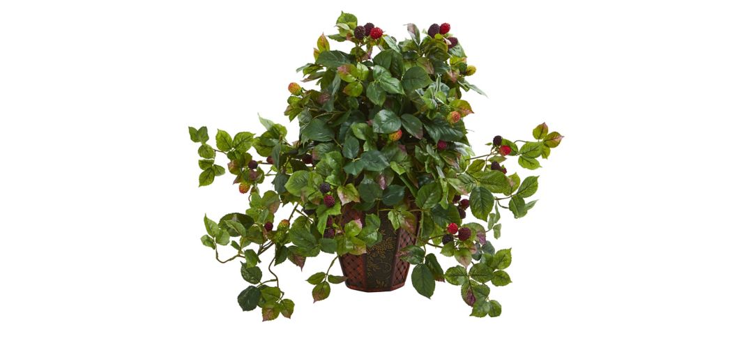 Raspberry Artificial Plant in Decorative Planter