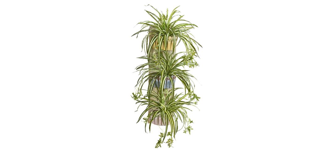 39in. Spider Artificial Plant in Three-Tiered Wall Planter