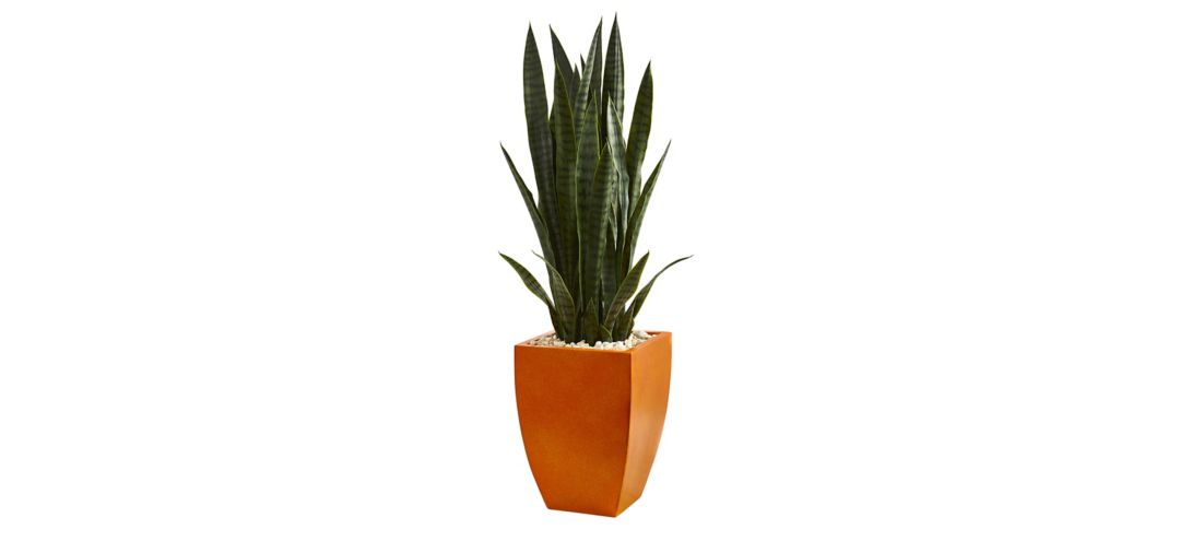 4ft. Sansevieria Artificial Plant in Orange Planter