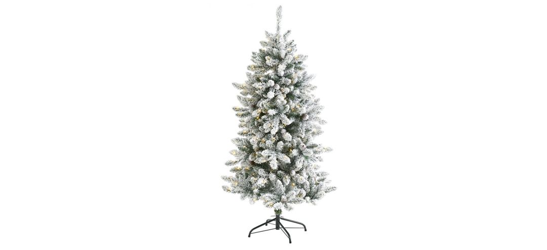 140192890 5ft. Pre-Lit Flocked Livingston Fir Artificial Chr sku 140192890