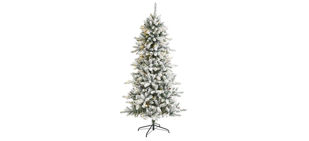 140192910 6.5ft. Pre-Lit Flocked Livingston Fir Artificial C sku 140192910